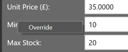 Screenshot of override option in right-click menu