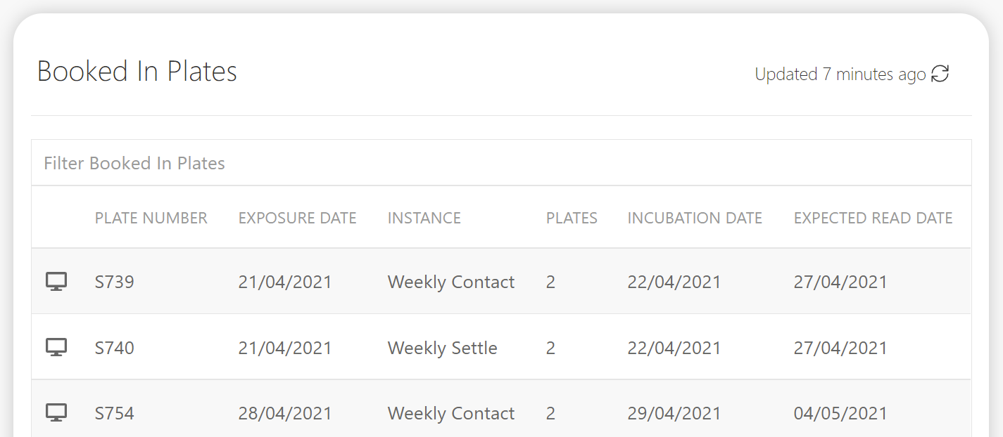 Screenshot of pending Book-Ins section