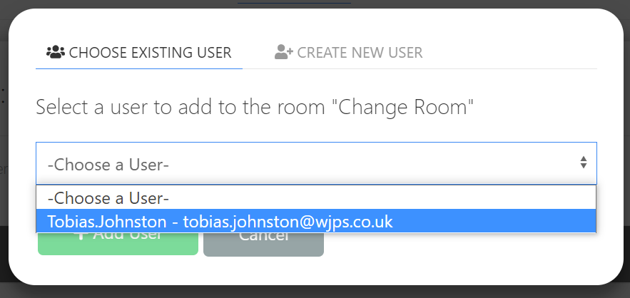 Screenshot of dialog for adding a new User